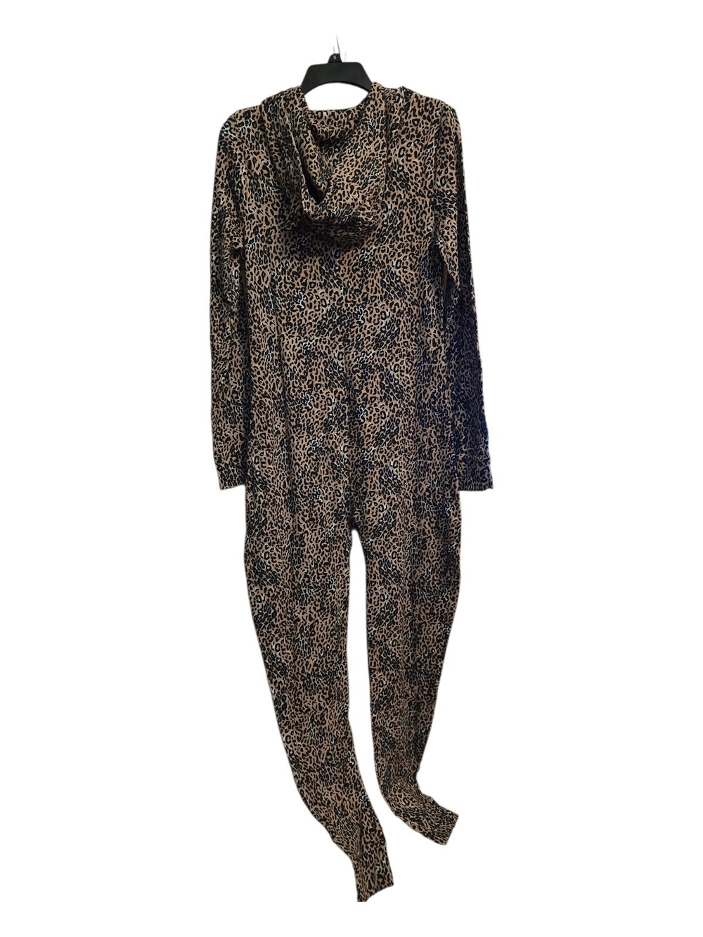 PINK Victoria's Secret Leopard Print Hooded Onesie - Black & Tan - Picture 2 of 4